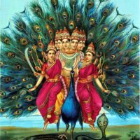 Lord Muruga with Vallia and Deviyanai