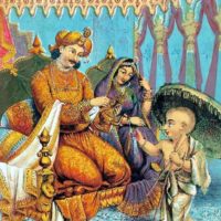 Lord Vishnu as Dwarf before King MahaBali