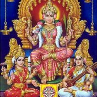 God Saraswathi with Goddess Lakshmi amd Goddess Parvathi